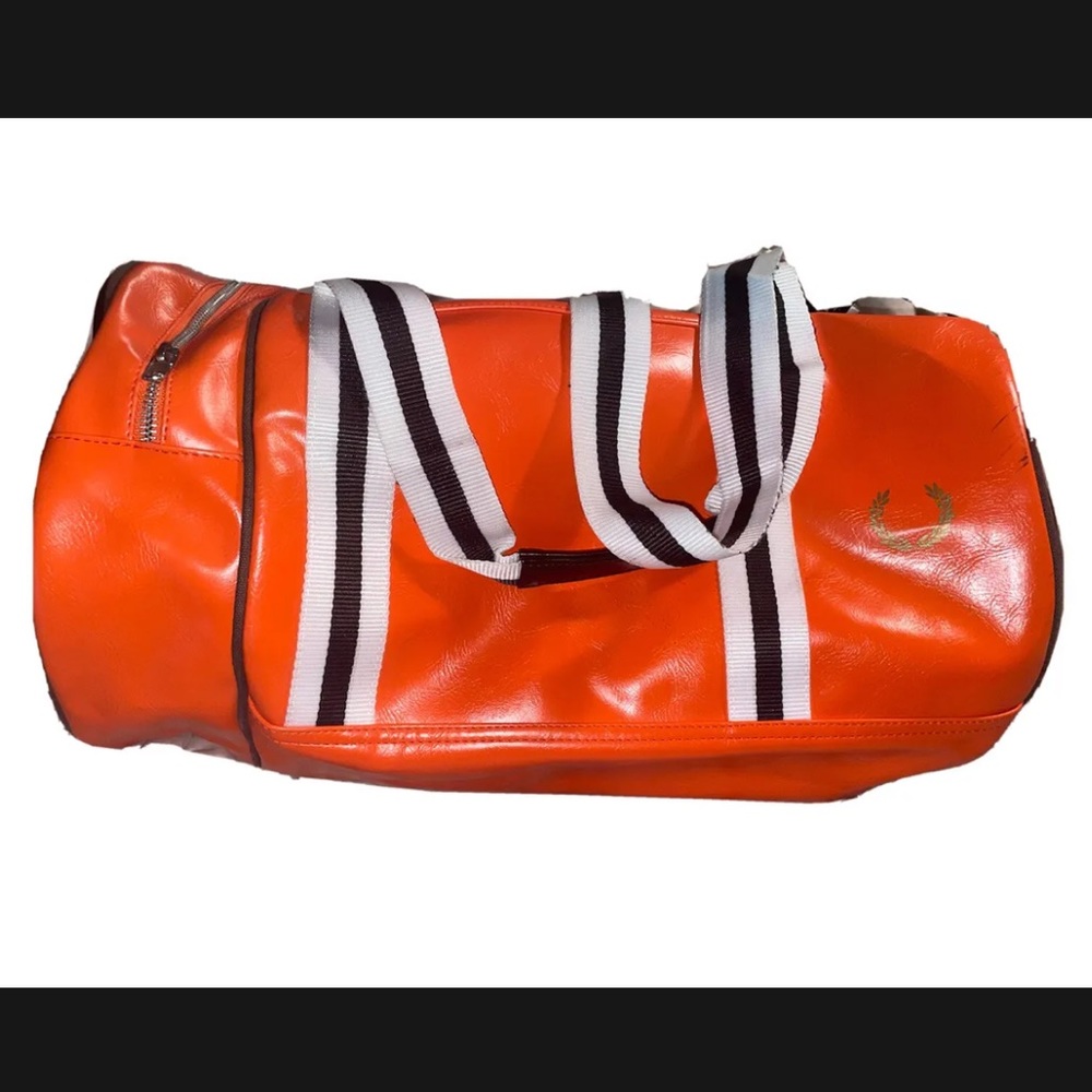 Vintage Fred Perry Barrel Bag Orange and Brown duffle